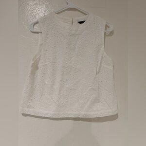 For Me White Sleeveless 100% Cotton Eyelet Top Blouse size S